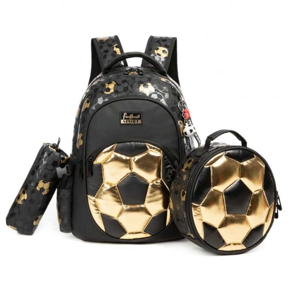 Sporto Kids Soccer Backpack Set - Black and Gold